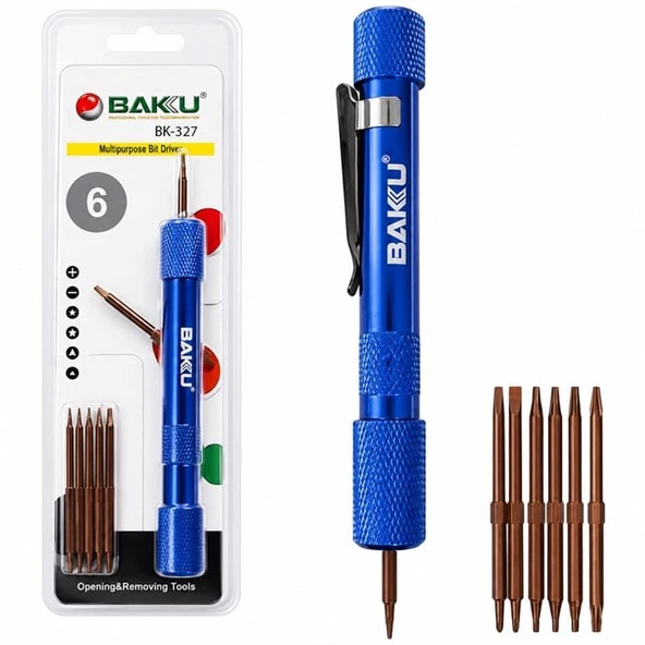 Baku BK-327 Hassas 6 Değiştirilebilir Uçlu Mobil Cep Telefonu Tamir Tornavidası ürün görseli 1