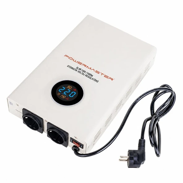 Powermaster SLIM-1500 Otomatik 1500 Watt Voltaj Kombi Regülatörü ürün görseli 1