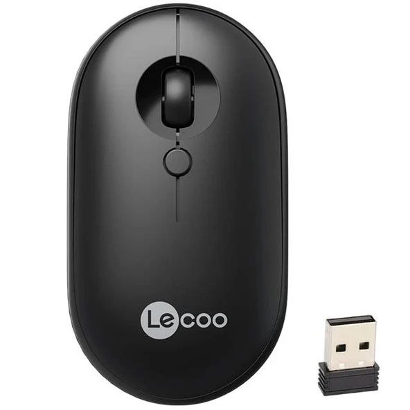 Lenovo Lecoo WS212 1600 DPI 4 Tuşlu Kablosuz Siyah Optik Mouse ürün görseli 1