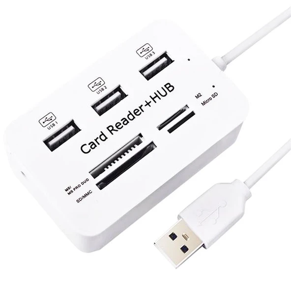 Powermaster 3 Port 2.0 Usb Çoklayıcı Hub + 4 Slot Kart Okuyucu PM-6052 ürün görseli 1