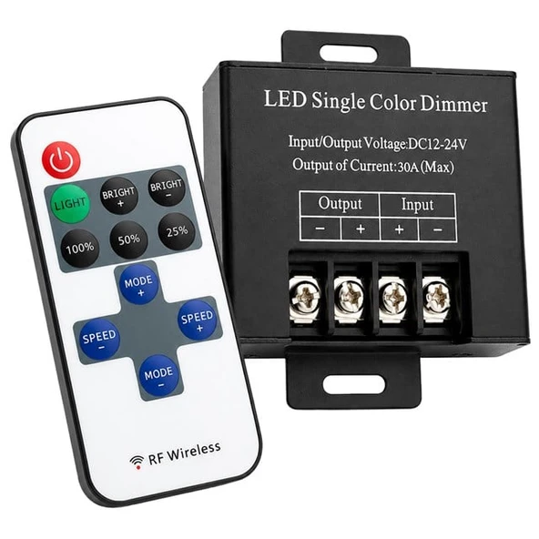 Powermaster PM-37846 12V-24V 30A Çok Modlu RF Uzaktan Kumandalı Şerit LED Dimmer Kontrol Cihazı ürün görseli 1