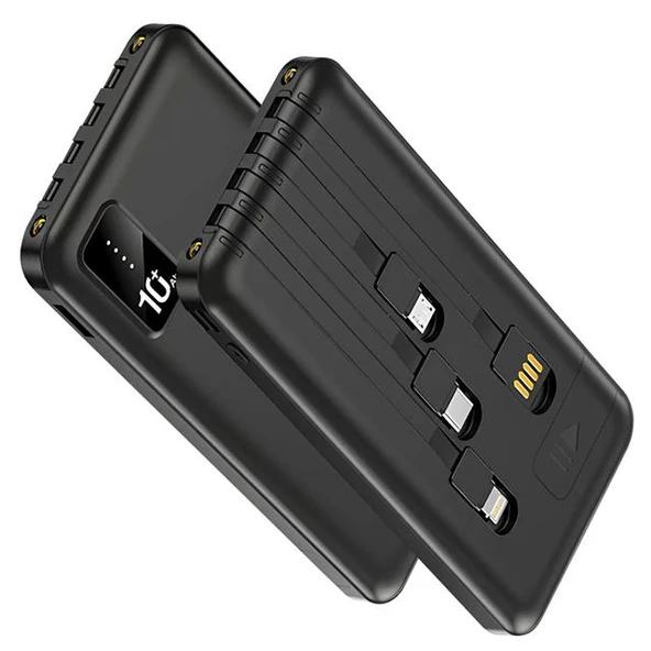 Powerway TX109 10.000Mah Kablolu Dijital Göstergeli Fenerli Powerbank Dahili Telefon Stand (MİCRO - TYPE C - LİGHTNİNG) ürün görseli 1