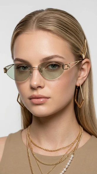 3626 Cat Gold-Green Güneş Gözlüğü ürün görseli 1