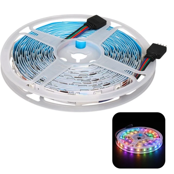 ZMR ZMR-603 RGB 12 Volt 3 Çipli 5050 İç Mekan Silikonsuz 60 Led 5 Metre Şerit Led ürün görseli 1