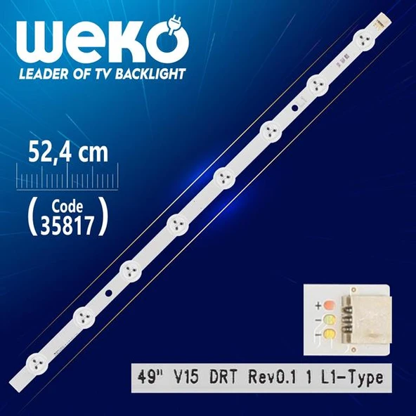 49'' V15 DRT REV0.1 1 L1-TYPE - 52.4 Cm 8 Ledli - WK-1280 Led Tv Bar ürün görseli 1