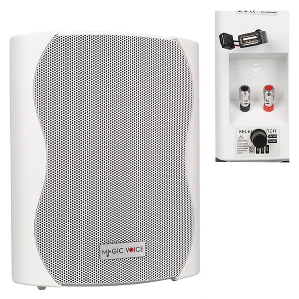 Magicvoice F-LHY4S 4" (10 CM) Hat Trafolu Duvar Tipi Sütun Hoparlör (10W RMS / 150W Peak - MP3 USB Uyumlu) - Beyaz ürün görseli 1