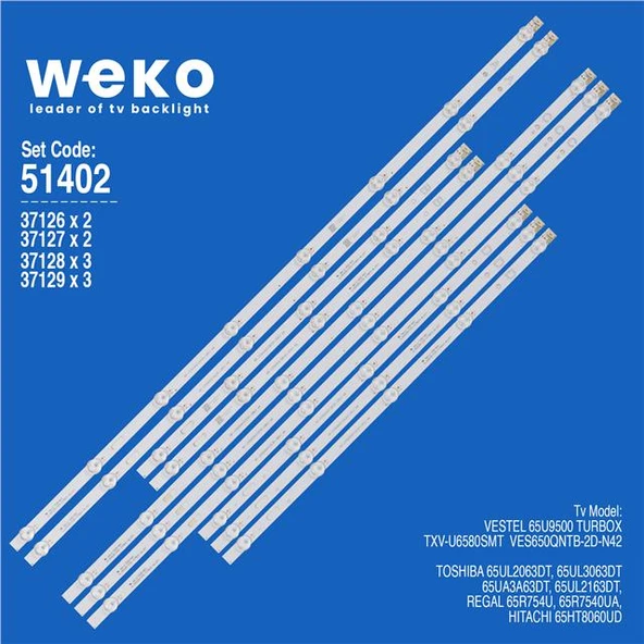 Wkset-6402 37126X2 37127X2 37128X3 37129X3 Jl.D65081330-078Es-M_V01 A/B/C/D 10 Adet Led Bar (Tvnizi açıp içindeki led barla birebir aynısı olduğunu görmeden almayınız. Sonrasında iade ALMAMAKTAYIZ.) ürün görseli 1