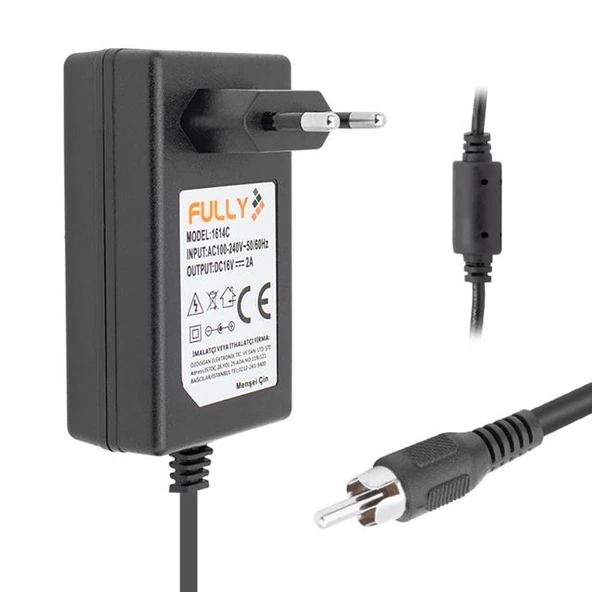 Fully O-1614C 16 Volt 2 Amper TOS RCA Uçlu Santral Adaptörü ürün görseli 1