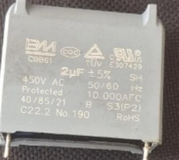 2Μf 450VAC CBB61 Motor Ve Fan Başlangıç Kondansatörü ürün görseli 1