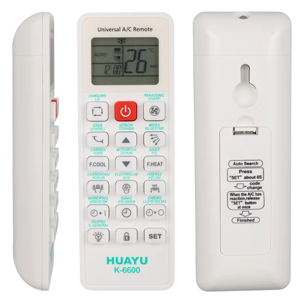 Huayu K-6600 Üniversal Akıllı Klima Kumandası 99% Uyumluluk LCD Ekranlı ürün görseli 1