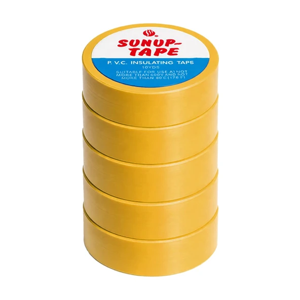 Sunup SN-27921 Sarı 0.13X18mm İzole PVC Elektrik Yalıtım Bant (5'Li Paket) ürün görseli 1