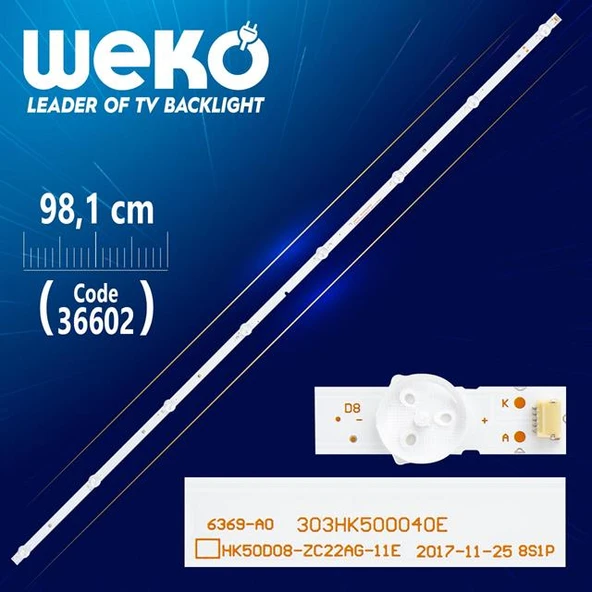 HK50D08-ZC22AG-11 06 - 50F6 - 4X8 - 3030 - 0D35 303HK500040 (8 LEDLİ) 98,1 CM - Tv Led Bar (Tvnizi açıp içindeki led barla birebir aynısı olduğunu görmeden almayınız. Sonrasında iade ALMAMAKTAYIZ.) ürün görseli 1