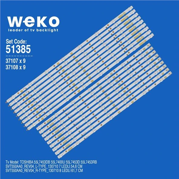 Wkset-6385 37107X9 37108X9 Svt550aa0_Rev04_L/R-Type_130710  18 Adet Led Bar (Tvnizi açıp içindeki led barla birebir aynısı olduğunu görmeden almayınız. Sonrasında iade ALMAMAKTAYIZ.) ürün görseli 1