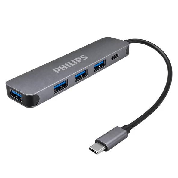 Philips SWR1607K/93 USB-C 5'İ 1 Arada Hub Çoklayıcı - 4 Port USB 3.0 + 60W PD Hızlı Şarj Destekli ürün görseli 1
