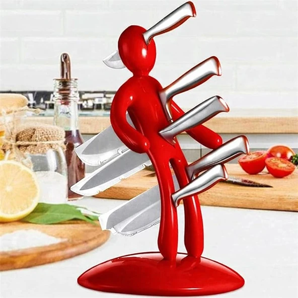 Sunup SN-29169 Kırmızı Çok Amaçlı Mutfak Tezgah Üstü Bıçak Tutucu Stand Organizer ürün görseli 1
