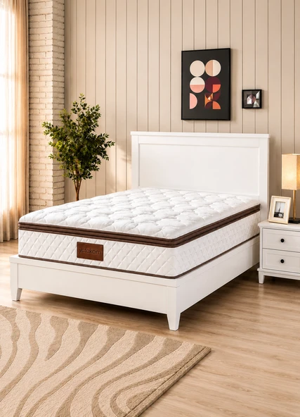 Yatakcım Loft Pedli Full Ortopedik Bel Destekli Yaylı Yatak (Kahve) ürün görseli 1