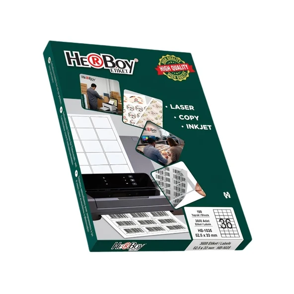 Herboy HB-1035 Beyaz Lazer Etiket A4, 45mm x 30mm ürün görseli 1
