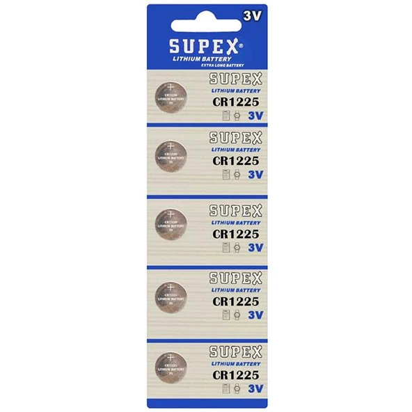 Supex CR1225 3 Volt Lityum Pil 5'Li Paket ürün görseli 1