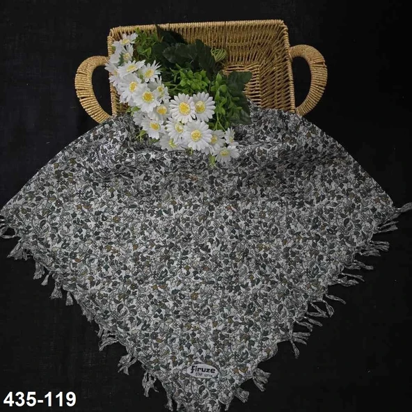 Firuze Desenli Sökme Boncuklu Eşarp 435-119 ürün görseli 1