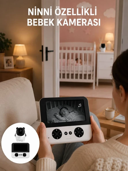720P Bebek Kamerası Uzaktan Kontrollü Gece Görüşlü Monitör ürün görseli 1