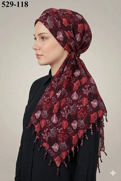 Dolce Life Desenli Sökme Boncuklu Eşarp 529-118 ürün görseli 1