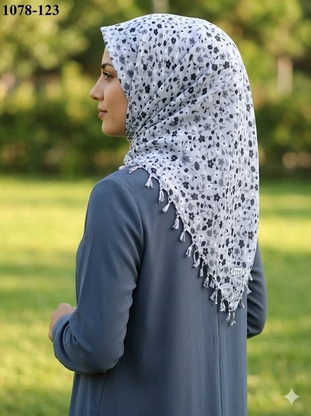 Eyfel Desenli Sökme Boncuklu Eşarp 1078-123 ürün görseli 1