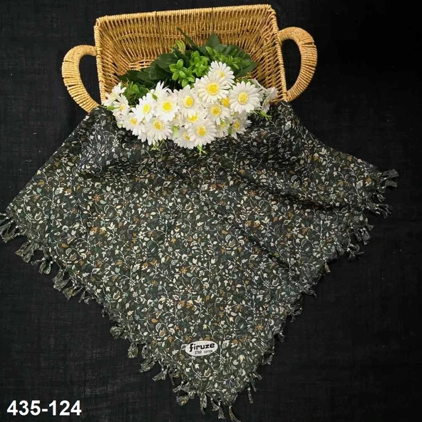 Firuze Desenli Sökme Boncuklu Eşarp 435-124 ürün görseli 1