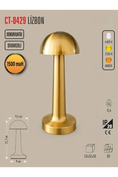 Ct-8429 Lizbon Antik Şarjlı Masa Lambası ürün görseli 1