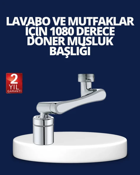 Esnek 1080° Musluk Başlığı 3 Eklemli Hareketli Su Modlu Lavabo Aparatı ürün görseli 1