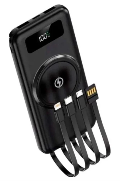 Kablosuz Çoklu Şarj Girişli 10.000 Mah Kablolu Powerbank Taşınabilir ürün görseli 1