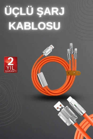 120W Hızlı Şarj Kablosu Turuncu Yüksek Güç Kapasitesi Çoklu Şarj Girişi ürün görseli 1