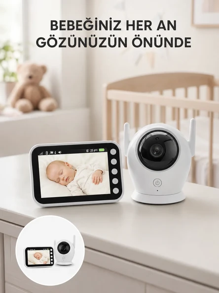4.5 İnç Ekranlı Gece Görüşlü Bebek Kamerası ve Monitörü ürün görseli 1