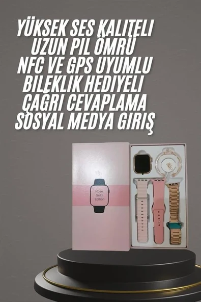 Yeni Nesil Kadın Akıllı Saat Rose Gold Android ve İos Uyumlu ürün görseli 1