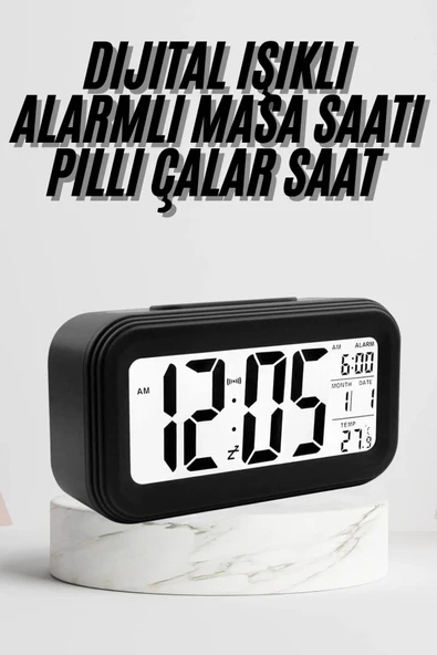 Dijital Masa Saati Termometre Takvim Led Ekran Pilli Ev Ofis Masası ürün görseli 1