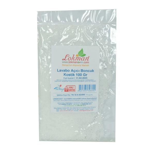 LokmanAVM Lavabo Açıcı Boncuk Kostik 100 Gr Paket ürün görseli 1