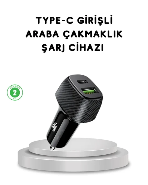 38W Araç Şarj Cihazı Type-C PD USB Hızlı Şarj Çift Port ürün görseli 1