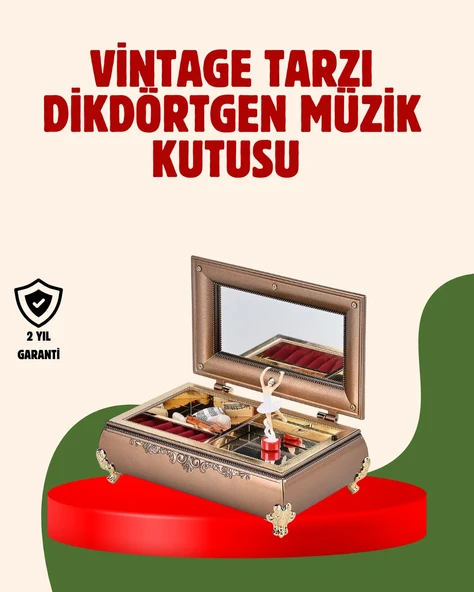 Piyano Şeklinde Balerinli Müzik Kutusu Takı Bölmeli Şık Model ürün görseli 1