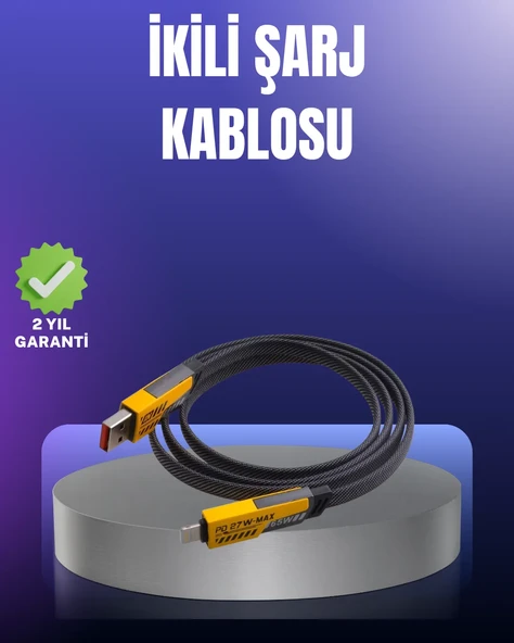 Evrensel Uyumluluklu Dayanıklı Metal Başlıklı Hızlı Şarj Kablosu ürün görseli 1