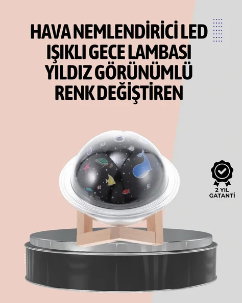 Gece lambası özellikli taşınabilir nemlendirici ve aromaterapi cihazı USB girişli ürün görseli 1