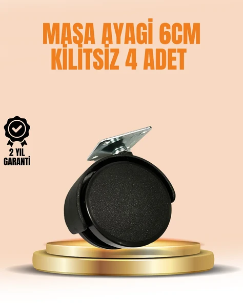 6 cm Kilitsiz Masa Ayağı Tekerleği 4’lü Set Çok Amaçlı ürün görseli 1