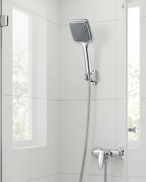 Siyah El Duşu Seti Spiral Duş Hortumu ve Duvar Askılı Çok Fonksiyonlu Duş Başlığı ürün görseli 1
