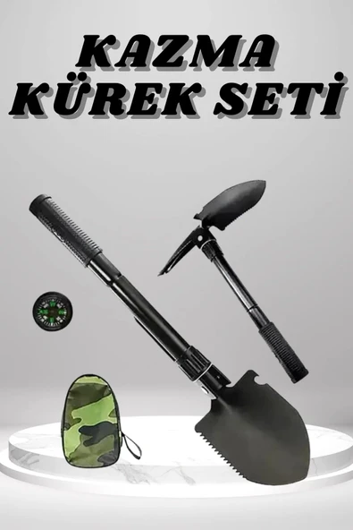 Kazma Kürek Seti Pusulalı Katlanır Portatif Kazma Kürek Seti Çok Fonksiyonlu Katlanabilir ürün görseli 1