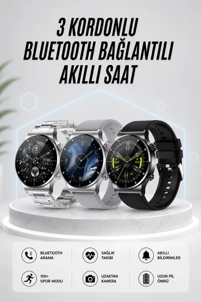 Akıllı Saat Amoled Ekran Bluetooth Bağlantılı Sesli Görüşme Nabız Ölçer ürün görseli 1