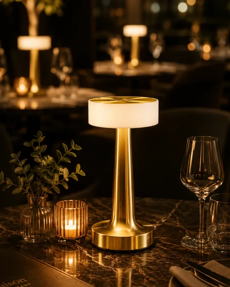 Şarjlı Gold Mantar Masa Lambası Dimmer Ayarlı Kablosuz LED Lamba ürün görseli 1