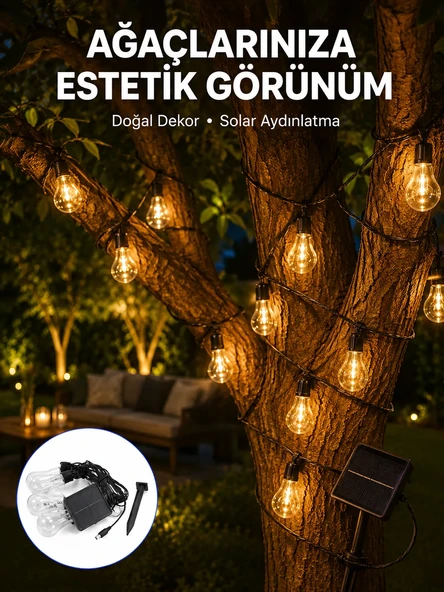 Solar Dekoratif LED Ampul Işık Bahçe Çit Balkon ve Veranda Süsleme Aydınlatması ürün görseli 1