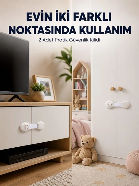 2'li Çocuk Güvenlik Kilidi Ev İçi Koruma Seti ürün görseli 1