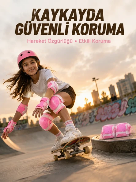 Pembe Çocuk Koruyucu Dizlik Dirseklik ve El Bilek Koruyucu ürün görseli 1