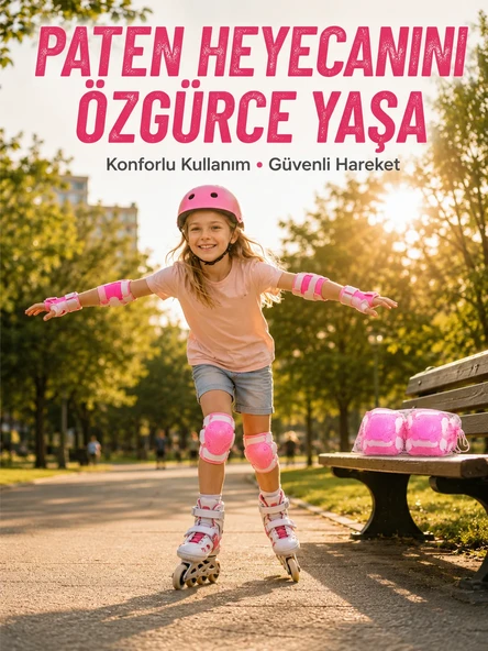 Pembe Çocuk Kaykay Paten Scooter Bisiklet Koruyucu Dizlik ürün görseli 1