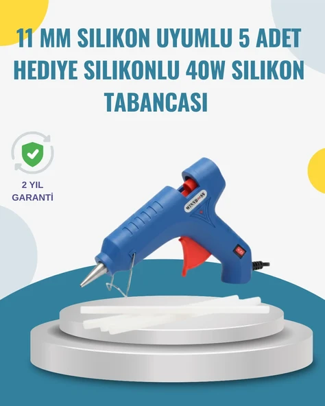 5 Silikon Hediyeli 40W Sıcak Silikon Tabancası Pratik Güçlü Kullanım ürün görseli 1