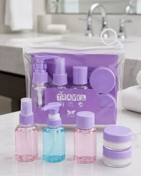Şeffaf Seyahat Dolum Şişesi Seti 5 Parça Kozmetik Organizer ürün görseli 1